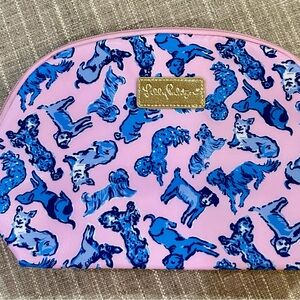 Lilly Pulitzer Pink and Blue Dog Print Makeup Pouch
